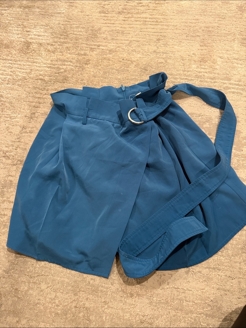 High-Waist Teal Wrap Skort with Self-Tie Belt